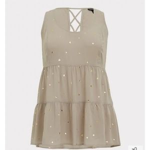 Torrid Tunic Tank w Gold Hearts sz 2